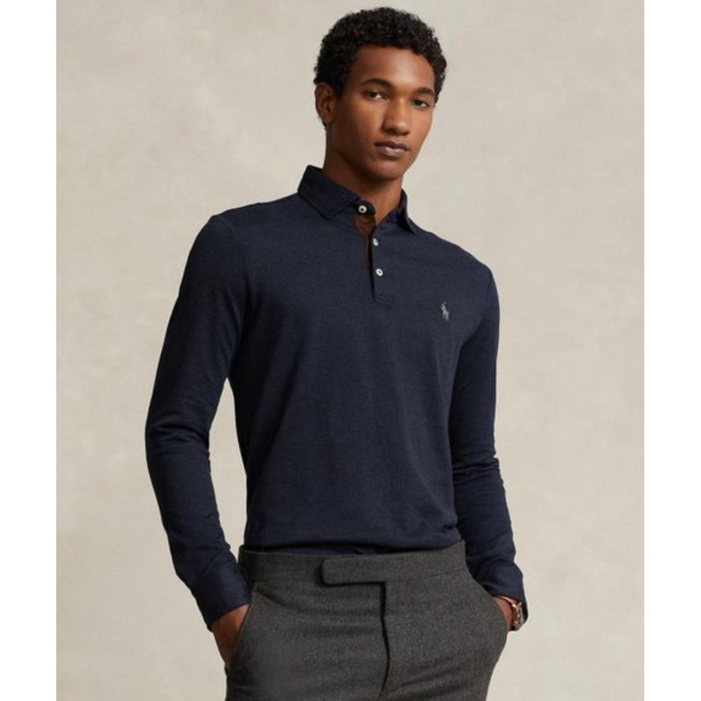Polo Ralph Lauren Men's Polo Shirt Small‎ Navy Long Sleeve Classic Cotton Preppy